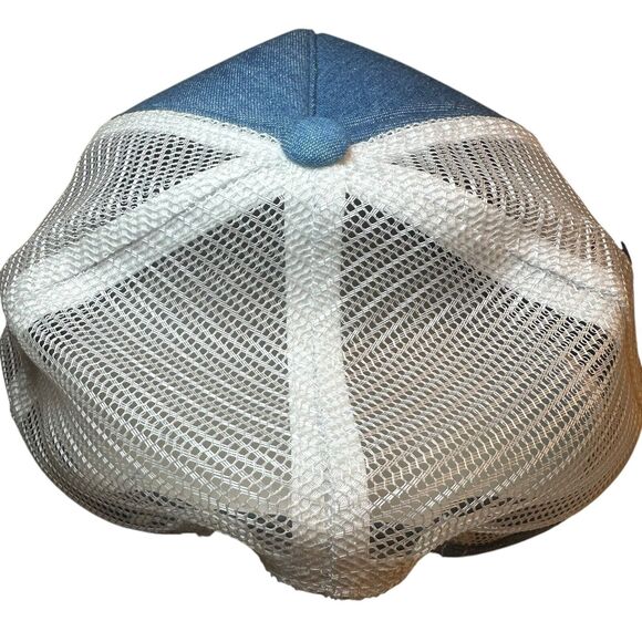 Adidas Snapback Foam Trucker Hat Cap Men's OSFM Blue Denim Look Y2K Hiphop - Picture 3 of 4